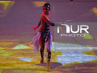 An artist performs at the opening ceremony of the International Rhythmic Gymnastics Tournament ''Sky Grace 2024'' at Aspire Zone Foundation...