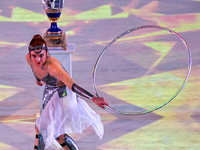 An artist performs at the opening ceremony of the International Rhythmic Gymnastics Tournament ''Sky Grace 2024'' at Aspire Zone Foundation...