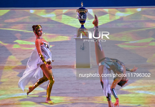 Artists perform at the opening ceremony of the International Rhythmic Gymnastics Tournament ''Sky Grace 2024'' at Aspire Zone Foundation in...