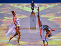 Artists perform at the opening ceremony of the International Rhythmic Gymnastics Tournament ''Sky Grace 2024'' at Aspire Zone Foundation in...