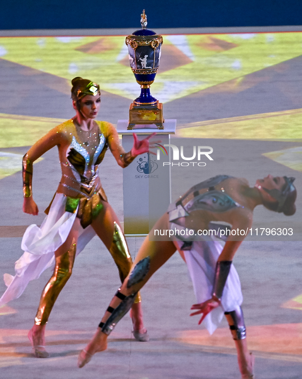 Artists perform at the opening ceremony of the International Rhythmic Gymnastics Tournament ''Sky Grace 2024'' at Aspire Zone Foundation in...