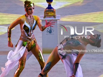 Artists perform at the opening ceremony of the International Rhythmic Gymnastics Tournament ''Sky Grace 2024'' at Aspire Zone Foundation in...