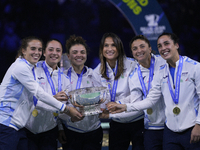 MALAGA, SPAIN - NOVEMBER 20: Jasmine Paolini and her teammates of Italy celebrate the victory after winners the Billie Jean King Cup Finals...