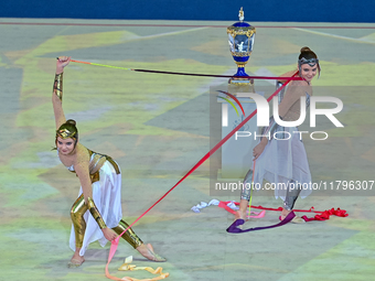 Artists perform at the opening ceremony of the International Rhythmic Gymnastics Tournament ''Sky Grace 2024'' at Aspire Zone Foundation in...