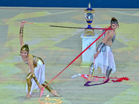 Artists perform at the opening ceremony of the International Rhythmic Gymnastics Tournament ''Sky Grace 2024'' at Aspire Zone Foundation in...