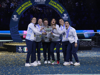 MALAGA, SPAIN - NOVEMBER 20: Jasmine Paolini and her teammates of Italy celebrate the victory after winners the Billie Jean King Cup Finals...