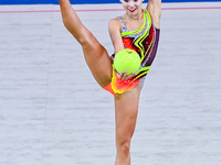 Alisa Medvedeva of Russia performs the Ball exercise during the International Rhythmic Gymnastics Tournament ''Sky Grace 2024'' at Aspire Zo...