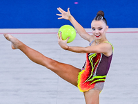 Alisa Medvedeva of Russia performs the Ball exercise during the International Rhythmic Gymnastics Tournament ''Sky Grace 2024'' at Aspire Zo...