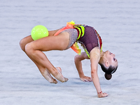 Alisa Medvedeva of Russia performs the Ball exercise during the International Rhythmic Gymnastics Tournament ''Sky Grace 2024'' at Aspire Zo...