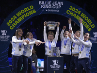 MALAGA, SPAIN - NOVEMBER 20: Jasmine Paolini and her teammates of Italy celebrate the victory after winners the Billie Jean King Cup Finals...