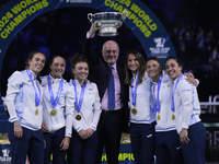 MALAGA, SPAIN - NOVEMBER 20: Jasmine Paolini and her teammates of Italy celebrate the victory after winners the Billie Jean King Cup Finals...