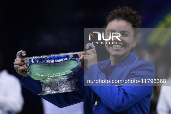 MALAGA, SPAIN - NOVEMBER 20: Jasmine Paolini of Italy celebrates the victory after winners the Billie Jean King Cup Finals at Palacio de Dep...