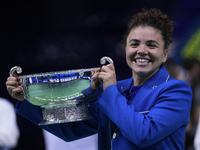 MALAGA, SPAIN - NOVEMBER 20: Jasmine Paolini of Italy celebrates the victory after winners the Billie Jean King Cup Finals at Palacio de Dep...