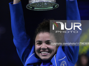 MALAGA, SPAIN - NOVEMBER 20: Jasmine Paolini of Italy celebrates the victory after winners the Billie Jean King Cup Finals at Palacio de Dep...