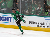 Matt Duchene #95 of the Dallas Stars celebrates after scoring a goal against the Anaheim Ducks during the NHL regular season match at the Am...