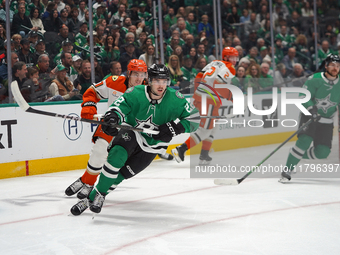 Mavrik Bourque #22 of the Dallas Stars skates on the ice against the Anaheim Ducks during the NHL regular season match at the American Airli...