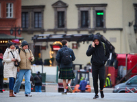 A man in a kilt is seen in the Old Town center in Warsaw, Poland on 18 November, 2024. On Monday Poland faces Scotland in the Nations League...