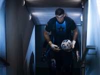 Emiliano Martinez of Argentina stands before the 2026 FIFA World Cup South American qualifiers football match between Argentina and Peru at...