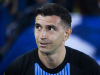 Emiliano Martinez of Argentina stands before the 2026 FIFA World Cup South American qualifiers football match between Argentina and Peru at...