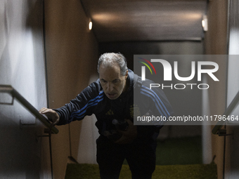 Argentina's prop man Mario De Stefano stands before the 2026 FIFA World Cup South American qualifiers football match between Argentina and P...