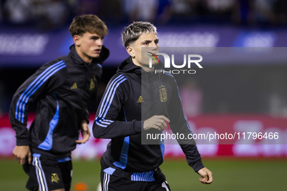 Alejandro Garnacho of Argentina stands before the 2026 FIFA World Cup South American qualifiers football match between Argentina and Peru at...