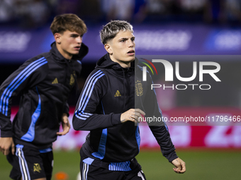 Alejandro Garnacho of Argentina stands before the 2026 FIFA World Cup South American qualifiers football match between Argentina and Peru at...