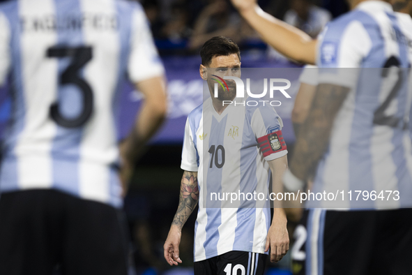 Argentina's Lionel Messi looks on before the 2026 FIFA World Cup South American qualifiers football match between Argentina and Peru at the...