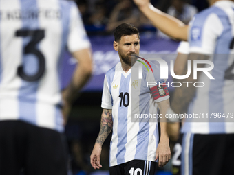 Argentina's Lionel Messi looks on before the 2026 FIFA World Cup South American qualifiers football match between Argentina and Peru at the...