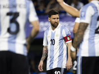 Argentina's Lionel Messi looks on before the 2026 FIFA World Cup South American qualifiers football match between Argentina and Peru at the...