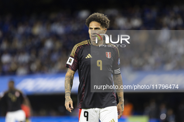 Peru's Paolo Guerrero looks on before the 2026 FIFA World Cup South American qualifiers football match between Argentina and Peru at the La...