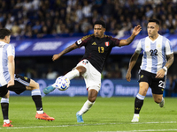 Jesus Castillo of Peru plays during the 2026 FIFA World Cup South American qualifiers football match between Argentina and Peru at the La Bo...