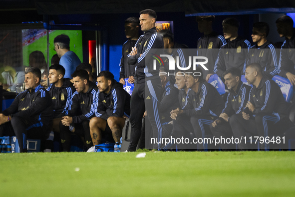 Argentina's coach Lionel Scaloni looks on during the 2026 FIFA World Cup South American qualifiers football match between Argentina and Peru...