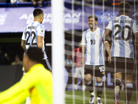 Argentina players celebrate after Lautaro Martinez scores their first goal during the 2026 FIFA World Cup South American qualifiers football...