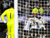 Argentina players celebrate after Lautaro Martinez scores their first goal during the 2026 FIFA World Cup South American qualifiers football...