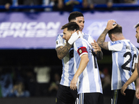 Argentina players celebrate after Lautaro Martinez scores their first goal during the 2026 FIFA World Cup South American qualifiers football...