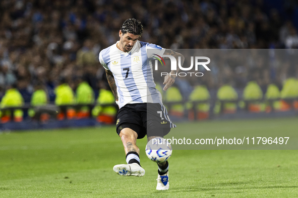 Rodrigo De Paul plays during the 2026 FIFA World Cup South American qualifiers football match between Argentina and Peru at the La Bombonera...