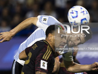 Nicolas Tagliafico plays during the 2026 FIFA World Cup South American qualifiers football match between Argentina and Peru at the La Bombon...