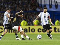 Argentina's Lionel Messi is in action during the 2026 FIFA World Cup South American qualifiers football match between Argentina and Peru at...