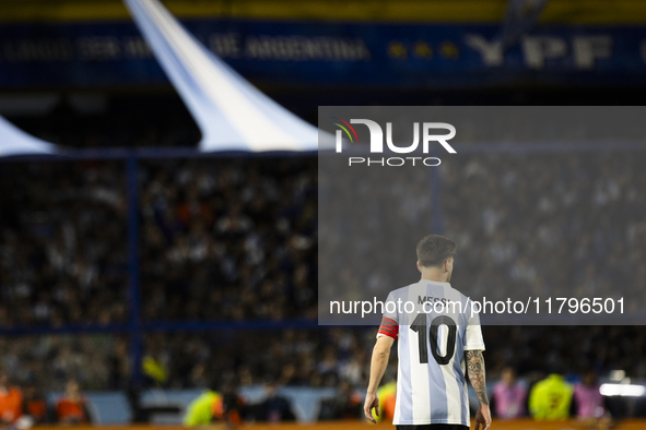 Lionel Messi of Argentina participates in the 2026 FIFA World Cup South American qualifiers football match between Argentina and Peru at the...