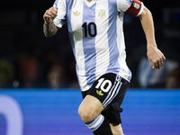 Argentina's Lionel Messi is in action during the 2026 FIFA World Cup South American qualifiers football match between Argentina and Peru at...