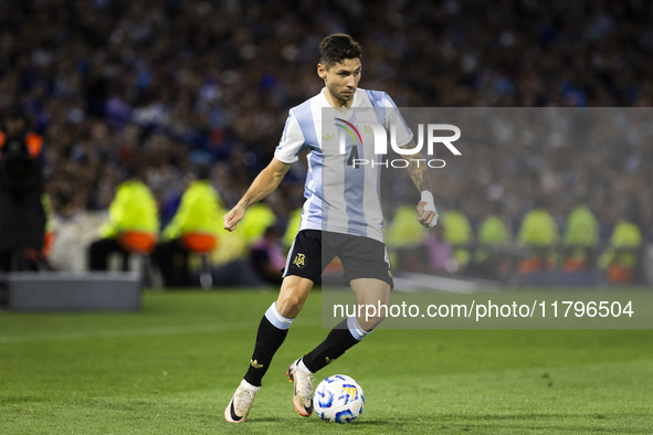 Argentina's Gonzalo Montiel plays during the 2026 FIFA World Cup South American qualifiers football match between Argentina and Peru at the...