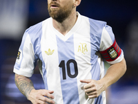 Argentina's Lionel Messi is in action during the 2026 FIFA World Cup South American qualifiers football match between Argentina and Peru at...