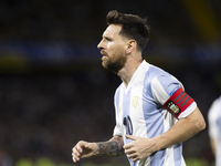 Argentina's Lionel Messi is in action during the 2026 FIFA World Cup South American qualifiers football match between Argentina and Peru at...