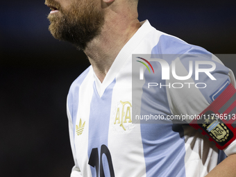 Argentina's Lionel Messi is in action during the 2026 FIFA World Cup South American qualifiers football match between Argentina and Peru at...