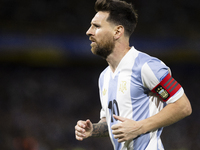 Argentina's Lionel Messi is in action during the 2026 FIFA World Cup South American qualifiers football match between Argentina and Peru at...