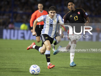 Julian Alvarez of Argentina plays during the 2026 FIFA World Cup South American qualifiers football match between Argentina and Peru at the...