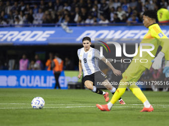 Julian Alvarez of Argentina plays during the 2026 FIFA World Cup South American qualifiers football match between Argentina and Peru at the...