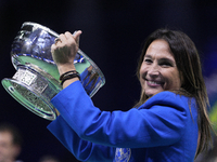 MALAGA, SPAIN - NOVEMBER 20: Tathiana Garbin Italy captain leaves the trophy after winning the Billie Jean King Cup Finals at Palacio de Dep...