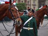 The military takes part in the military civic parade for the commemoration of the 114th anniversary of the Mexican Revolution at the main sq...