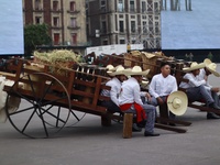 People participate in the military civic parade for the commemoration of the 114th anniversary of the Mexican Revolution at the main square...